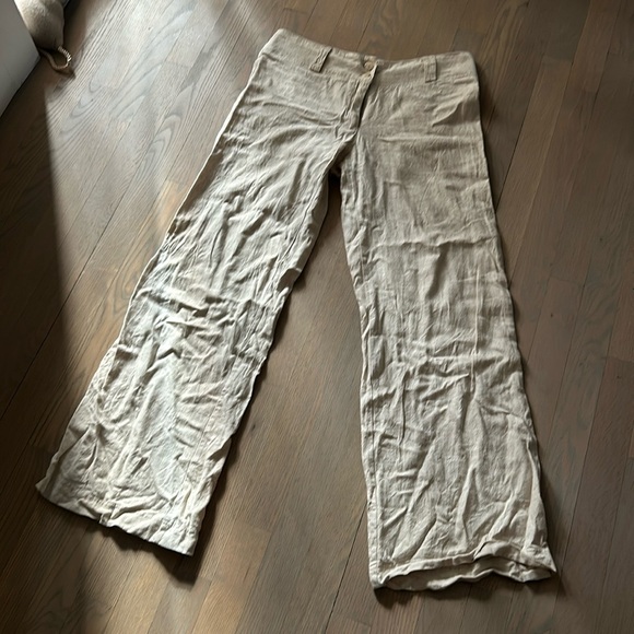 Le château linen pants low rise lousse wide - Picture 1 of 6